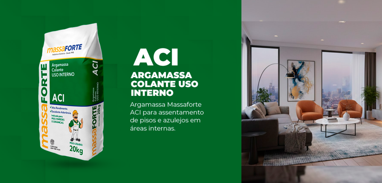 Argamassa ACI Massaforte aplicada em sala de estar