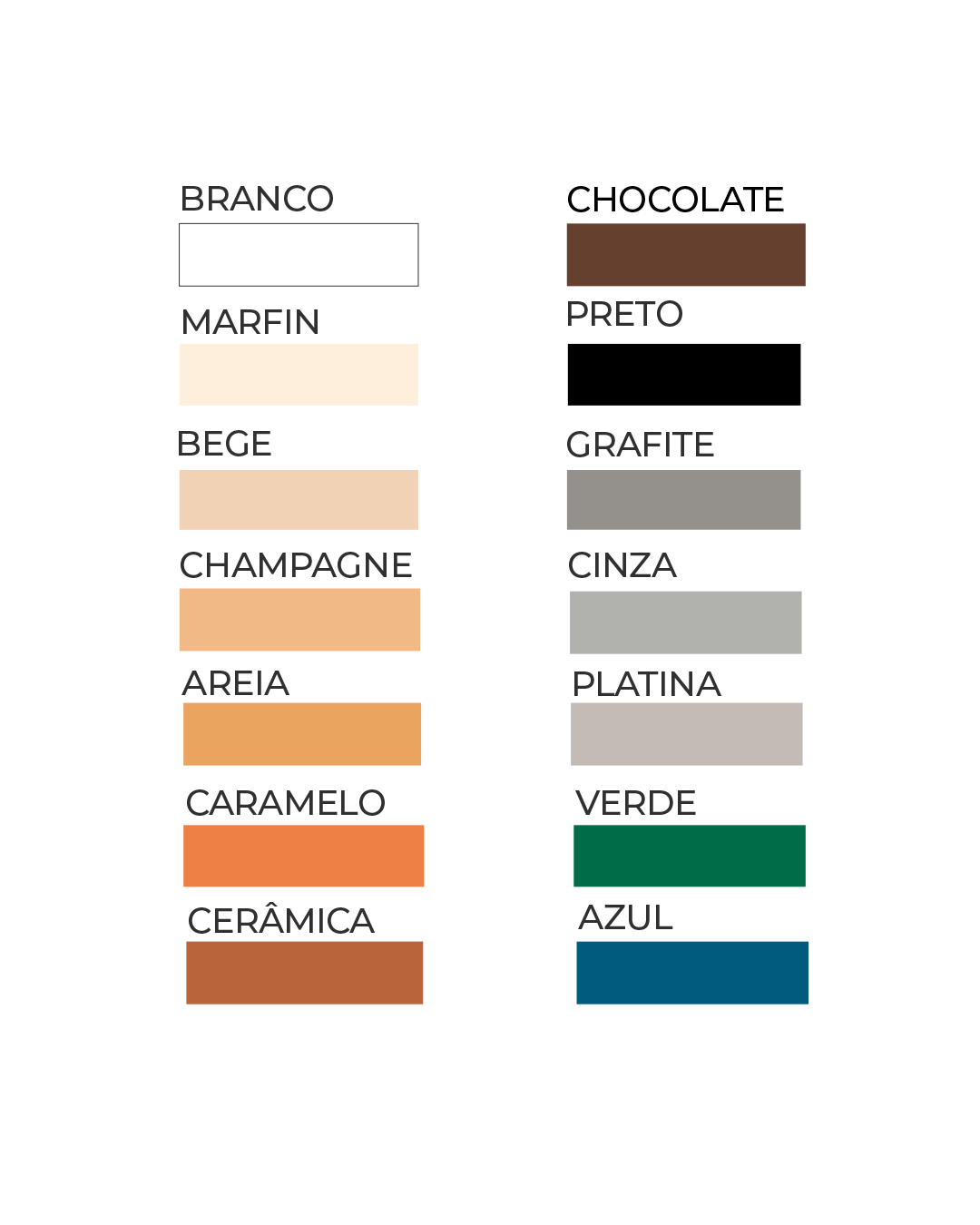 Tabela de cores dos rejuntes Massaforte